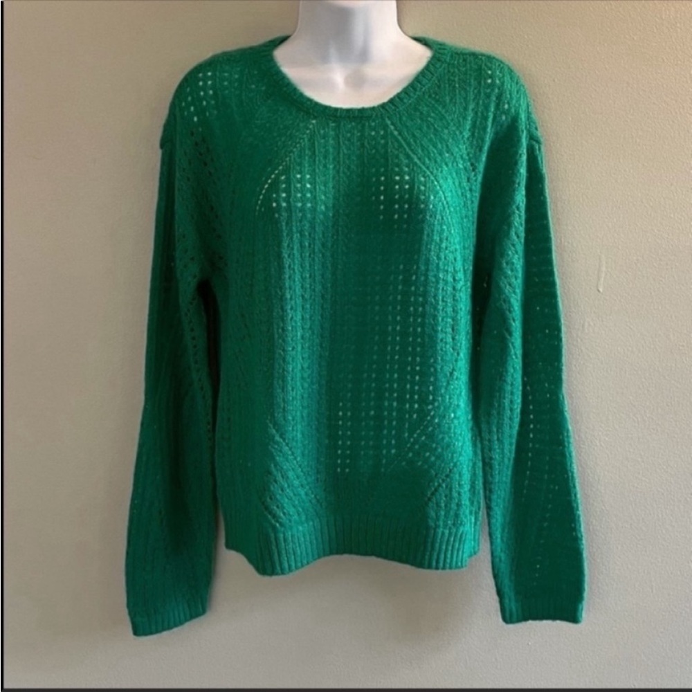 Sanctuary Hole in One Pointelle Sweater in Emerald NWT - Picture 3 of 6
